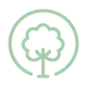 Simple green circular logo featuring a tree silhouette.